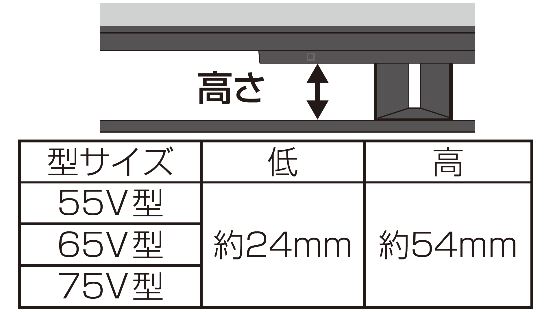 テレビスタンド高さサイズ_レグザ